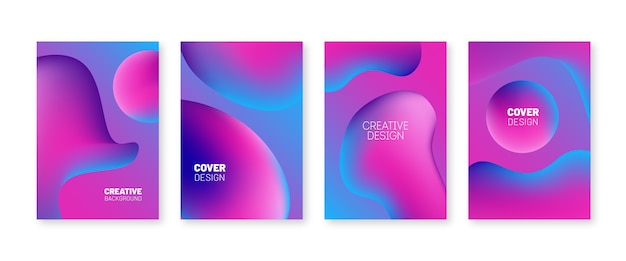 Set copertina con composizione di forme di colore liquido