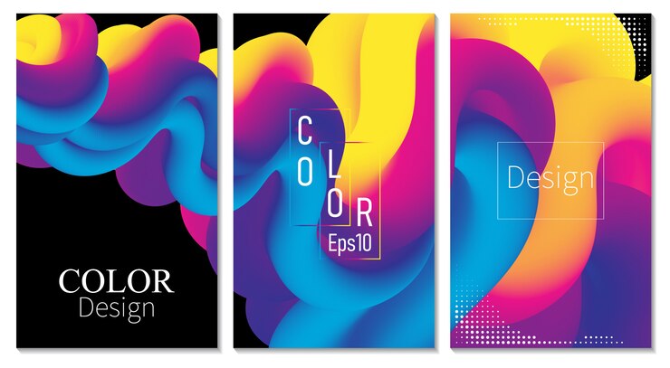 Vettore set copertina. flusso del fluido. poster a colori. onda.