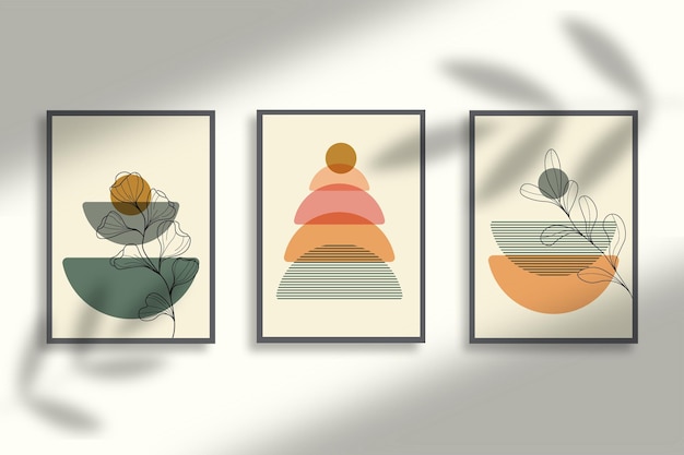 set di 3 moderne collezioni di stampe artistiche da parete naturali boho