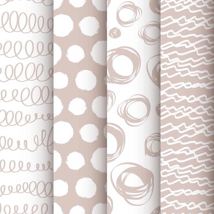 Vettore set di 4 modelli senza cuciture doodle in bianco e nero