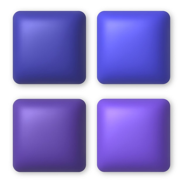 Set di 4 pulsanti 3d blu e viola per il web design elemento di design realistico 3d