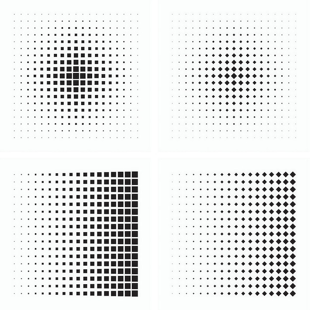 Set di 4 variazioni di modello a mezza tonalità Illustratore vettoriale