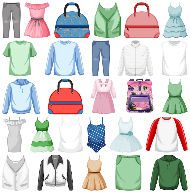 Vettore set di abiti di moda