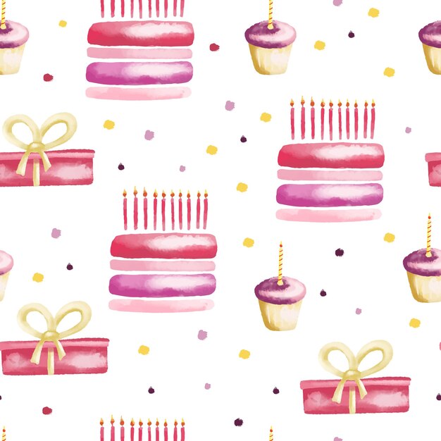 Set di acquerello biglietto di auguri di compleanno design illustrazione vettoriale