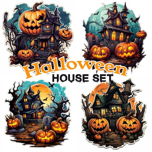 Set di adesivi per la casa di Halloween