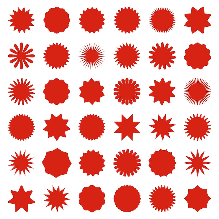Vettore set di adesivi starburst collezione di badge di etichette di prezzo illustrazione vettoriale