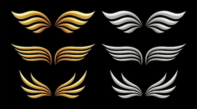 Set di ali sul nero