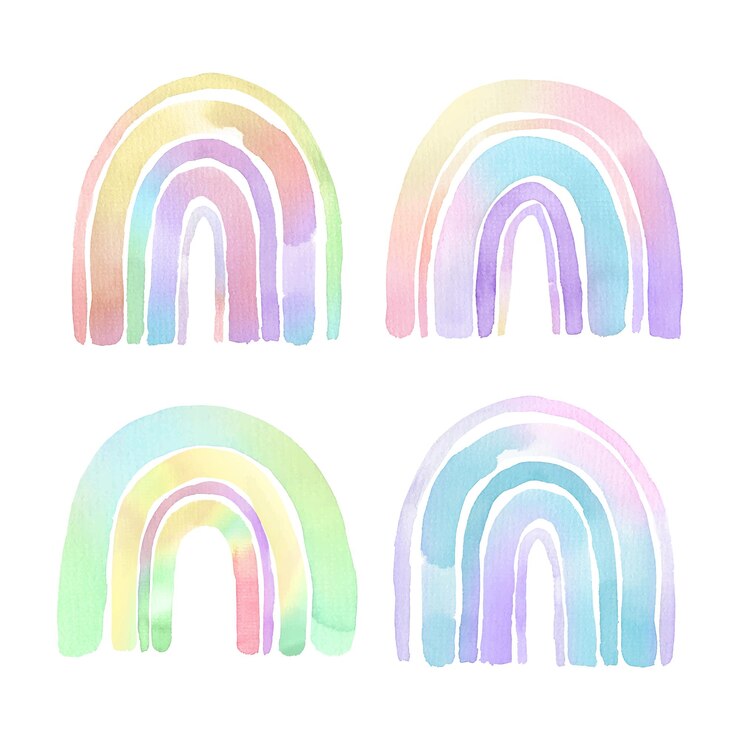 Set di arcobaleno carino acquerello olografico