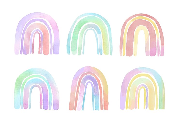 Set di arcobaleno carino acquerello olografico