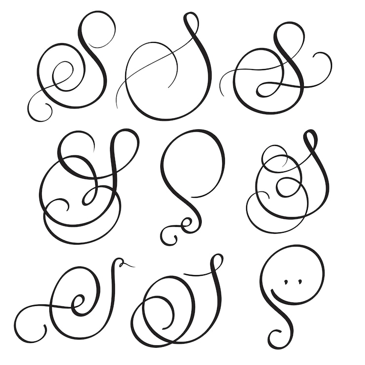 Vettore set di arte calligrafia lettera s con fioritura di vortici decorativi vintage illustrazione vettoriale eps10