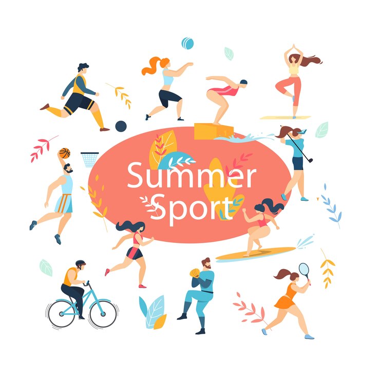 Set di attività sportive estive.
