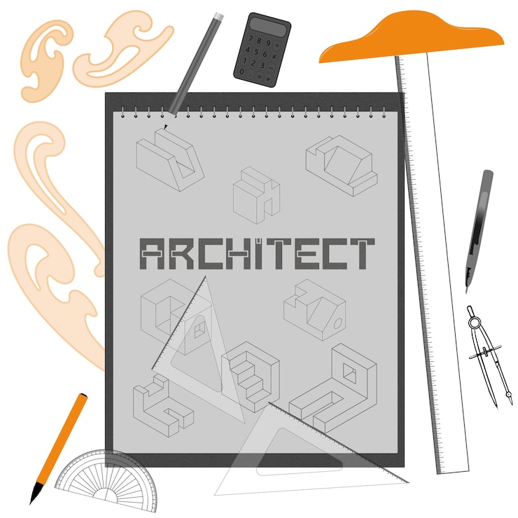 Vettore set di attrezzature per architetti