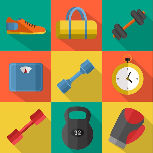 Set di attrezzature sportive da palestra