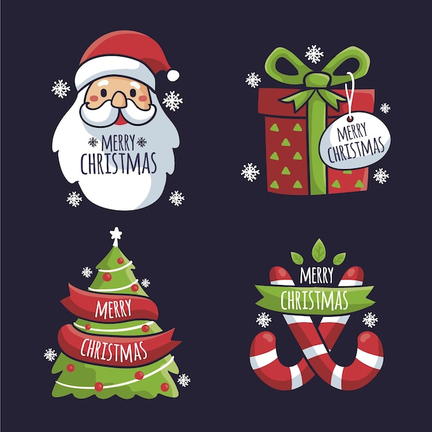 Set di badge di Natale disegnati