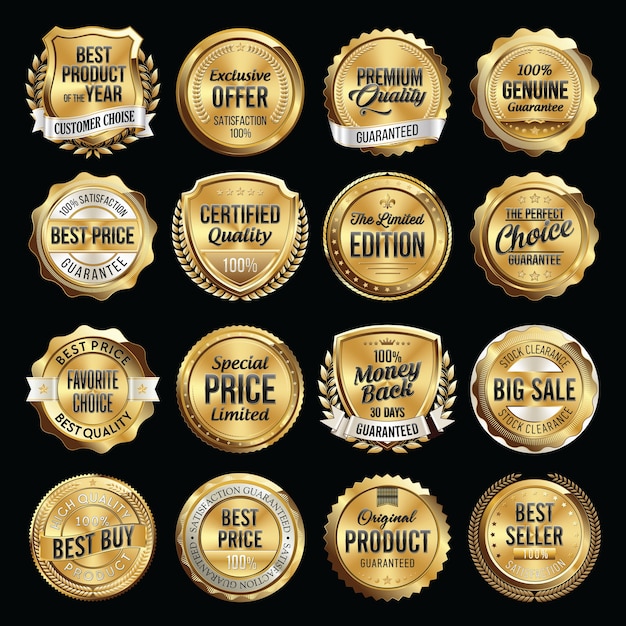 Set di badge di qualità di vendita di lusso.