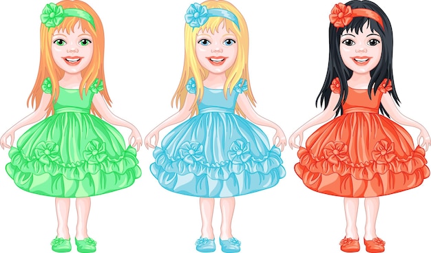 Set di bambine affascinanti in abiti eleganti