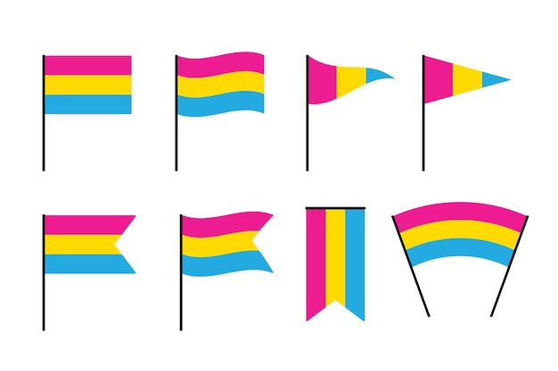 Set di bandiere pansessuali concetto LGBTQI illustrazione vettoriale piatta