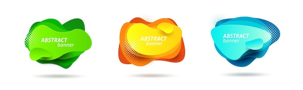 Set di banner a forma di fluido moderno astratto con colore sfumato