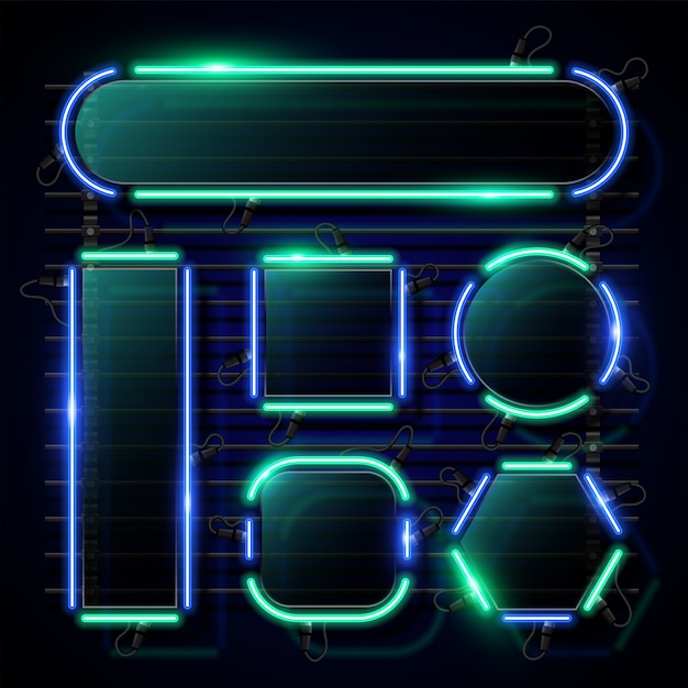 Set di banner al neon di geometria