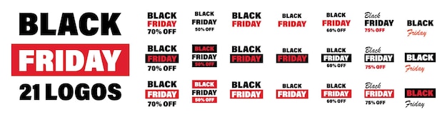 Set di banner Black Friday. Poster con scritte vendita vettoriale