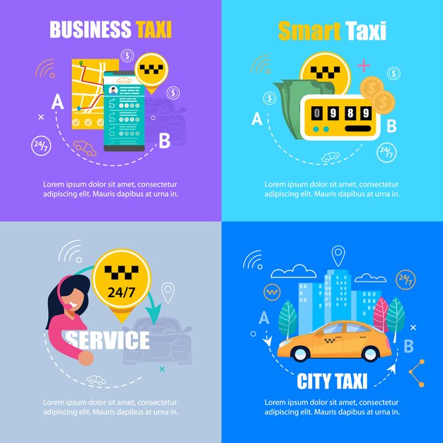 Set di banner di taxi.