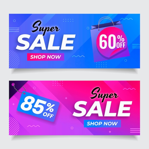 Set di banner di vendita astratta sfumata