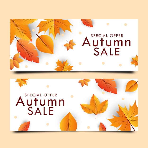 Set di banner di vendita autunnali sfumati