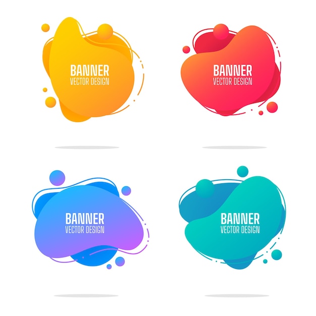 Set di banner elementi grafici fluenti forme liquide e moderne linee geometriche astratte.