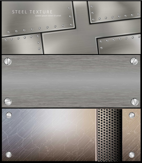 Set di banner in acciaio metallico per Poster Design.