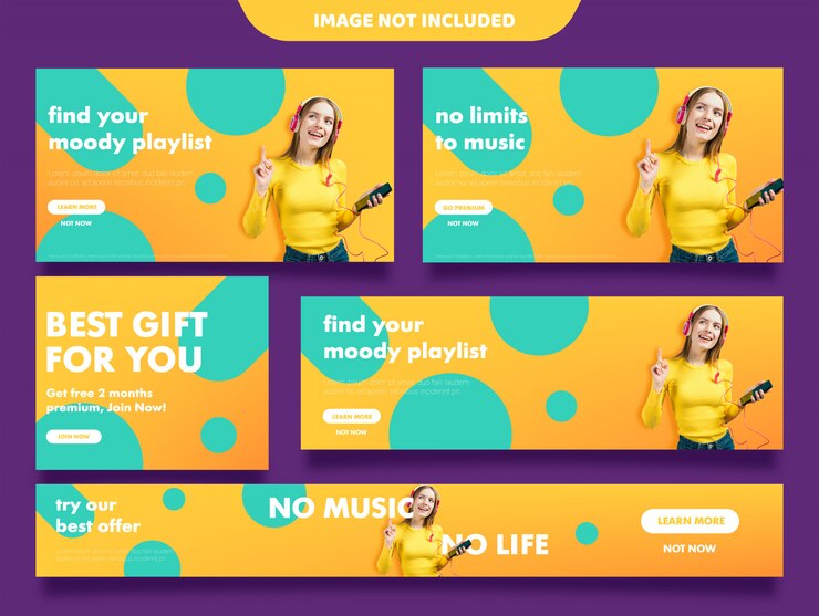 Vettore set di banner musicali