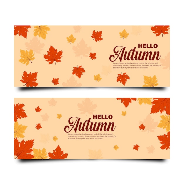 Set di banner orizzontali autunnali realistici