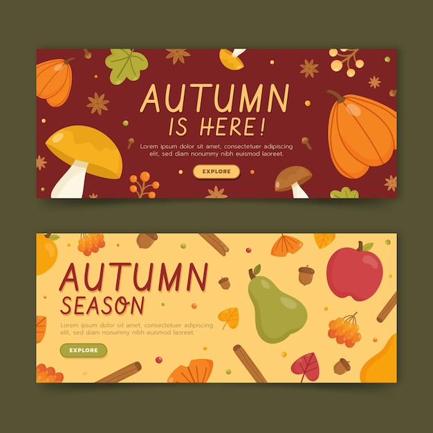 Set di banner orizzontali autunnali