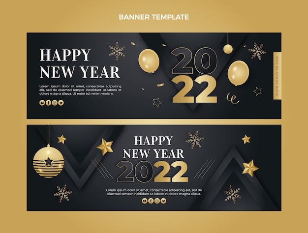 Set di banner orizzontali di capodanno sfumato
