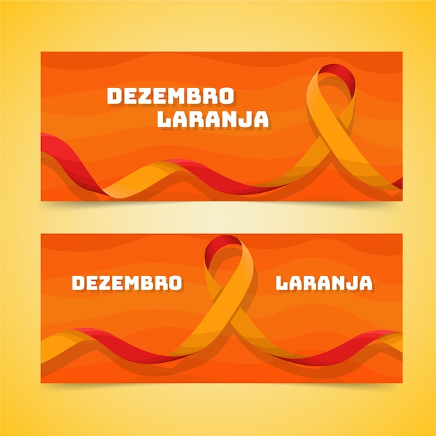 Set di banner orizzontali piatti dezembro laranja disegnati a mano