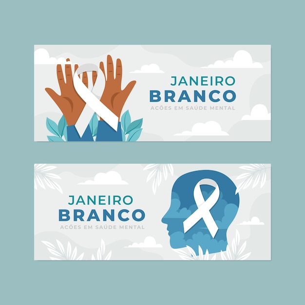 Set di banner orizzontali piatti janeiro branco