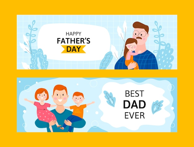 Set di banner orizzontali piatti per la festa del papà