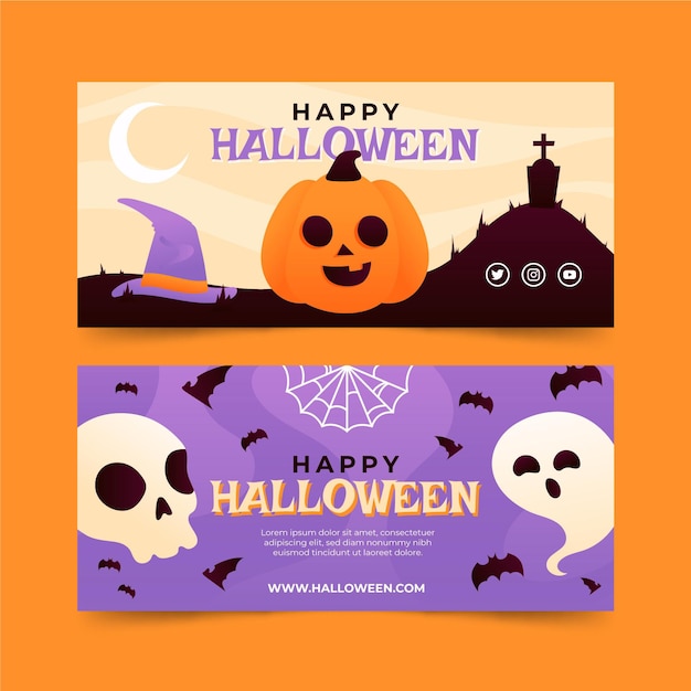 Set di banner orizzontali sfumati di halloween