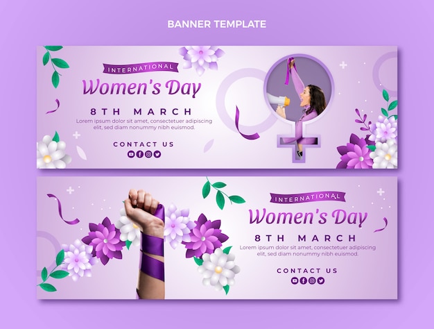 Set di banner orizzontali sfumati per la giornata internazionale della donna
