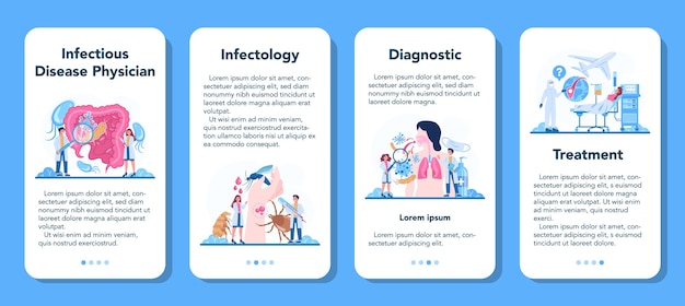 Set di banner per applicazioni mobili professionali di infezione