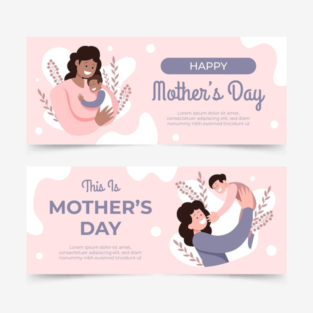 Set di banner piatto festa della mamma