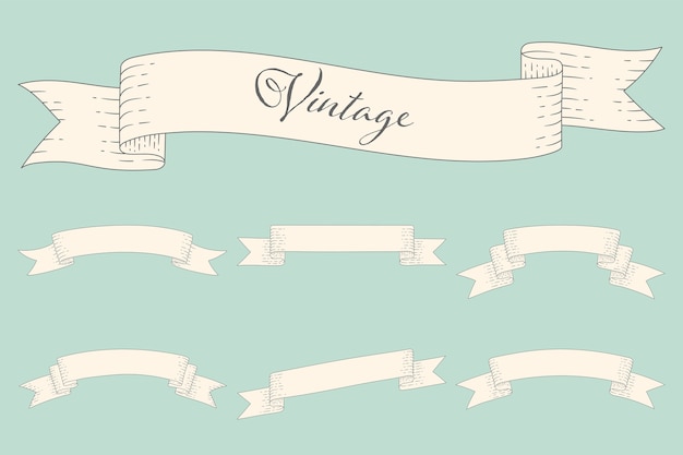 Set di banner retrò vuoto o etichetta ed elemento.