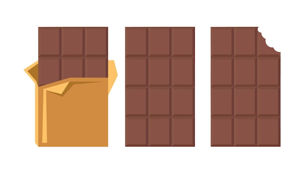 Set di barrette di cioccolato. Illustrazione vettoriale