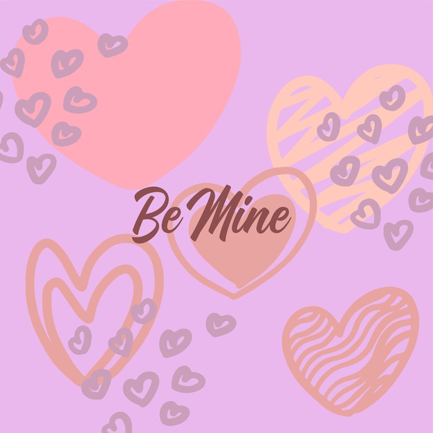 Set di biglietti di auguri di San Valentino. Design sottile di una linea vettoriale con cuori in stile piatto semplice. Scritte a mano scritte pennellate decorative, simboli d'amore per regali, cartoline, poster
