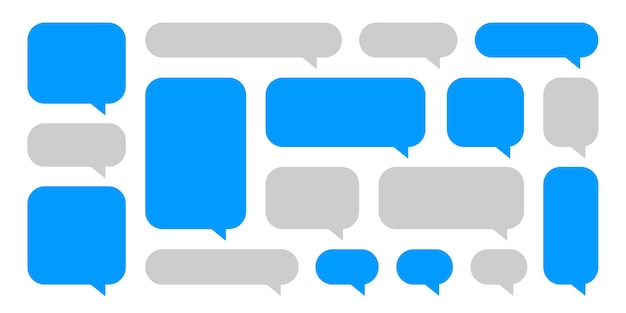 Set di bolle blu per il parlato di chat Cornice di testo SMS per chat messenger Illustrazione vettoriale