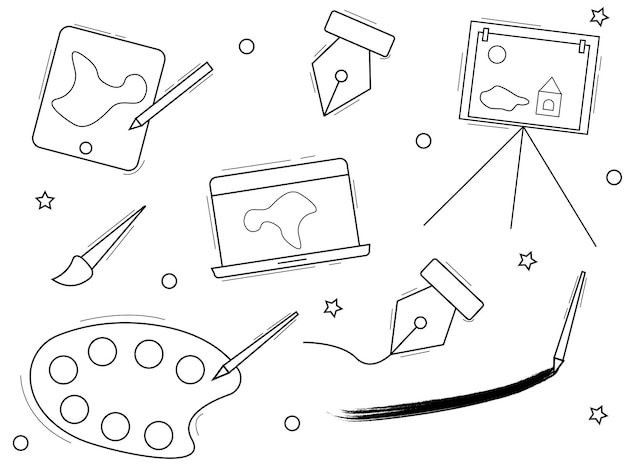 Set di bolle Doodle su sfondo bianco Bellissimo vettore set di bolle grandi Doodle