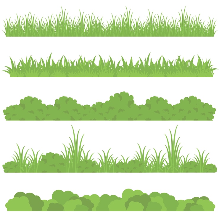 Vettore set di bordi erba set, illustrazione vettoriale