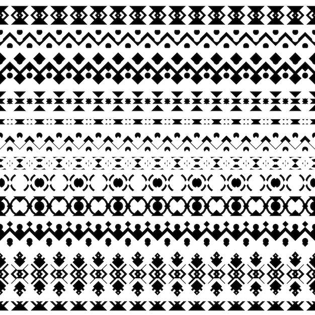 Set di bordi senza cuciture modelli geometrici isolati su bianco