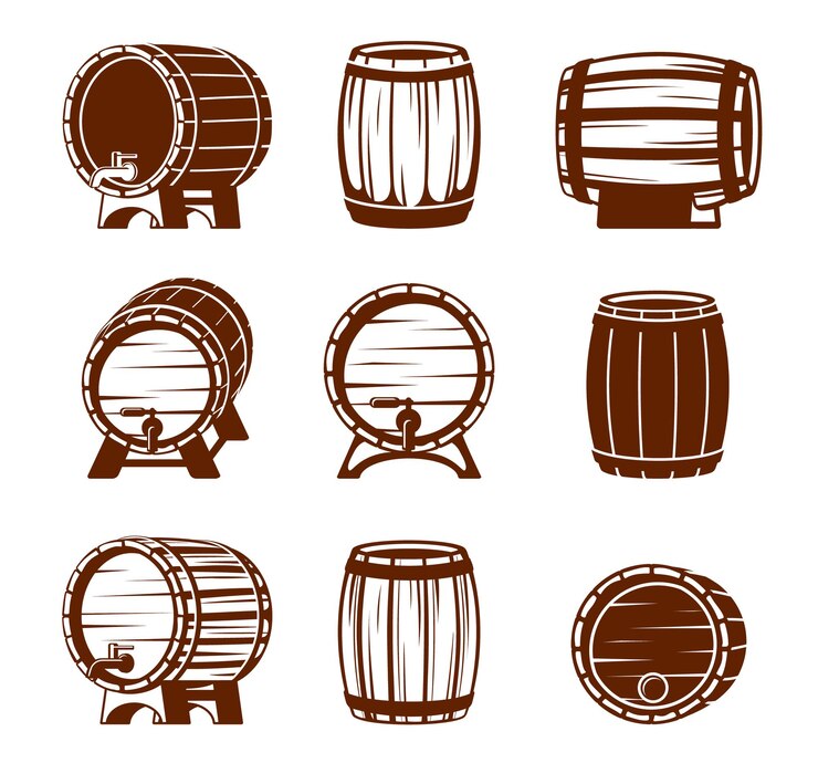 Set di botti di legno retrò
