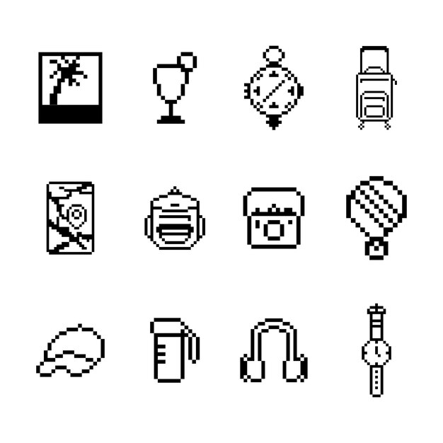 set di bundle di viaggio pixel art
