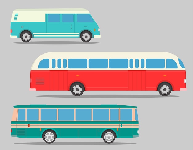 set di bus e furgoni d'epoca
